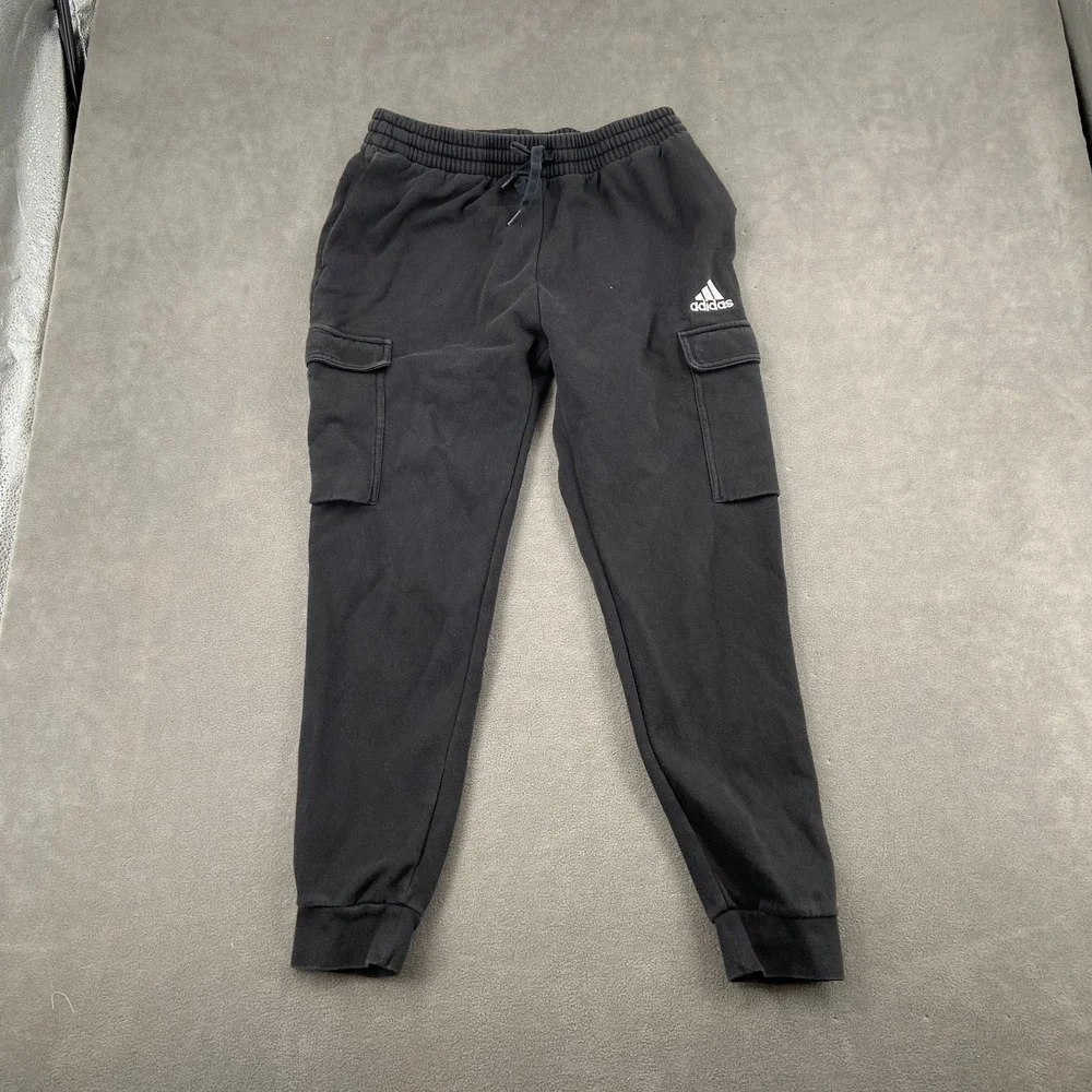 Adidas‎ Essentials Cargo Pants Mens Large Black Fleece Lined Flat Front Tapered